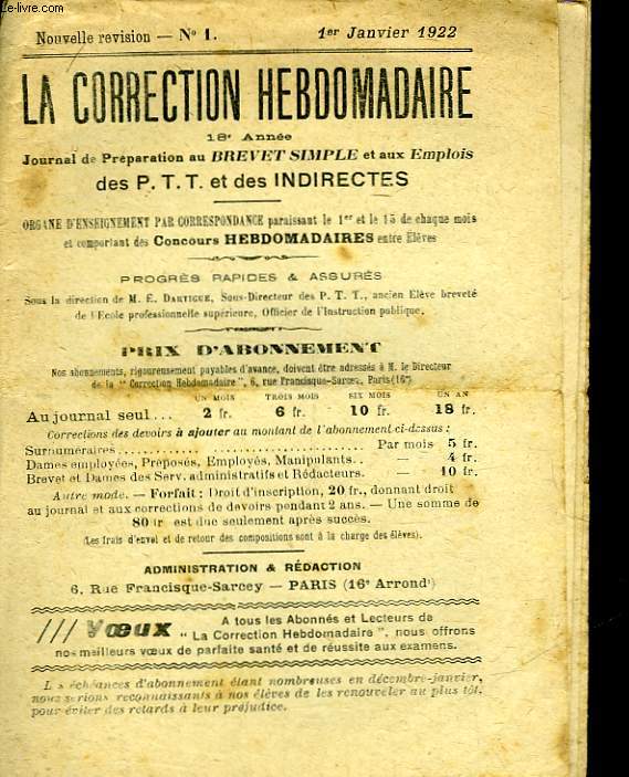 LA CORRECTION HOBDOMADAIRE - 18 ANNEE - N1