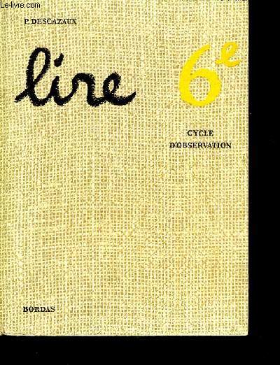 LIVRE DE 6 - CYCLE D'OBSERVATION