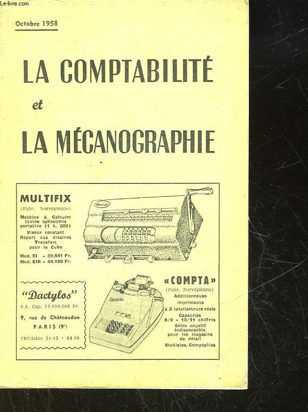 LA COMPTABILITE ET LA MECONOGRAPHIE
