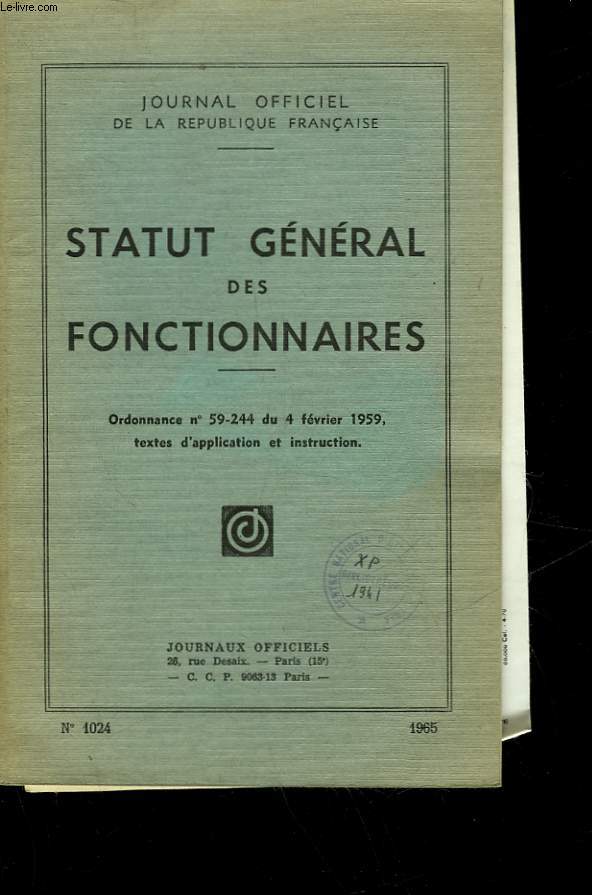 STATUT GENERAL DES FONCTIONNAIRES