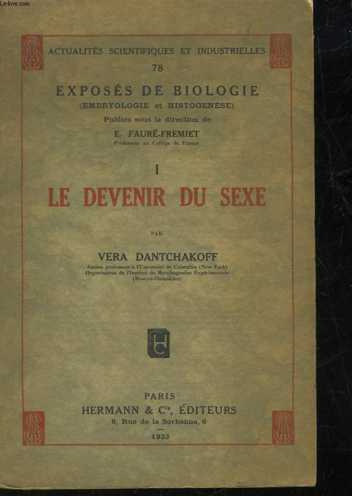 EXPOSES DE BIOLOGIE - 1 - LE DEVENIR DU SEXE