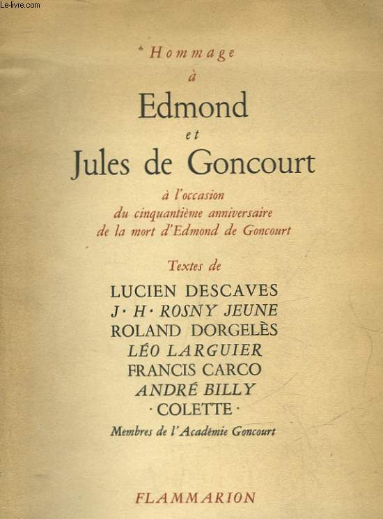 HOMMAGE A EDMOND ET JULES DE GONCOURT