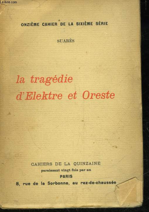 LA TREGEDIE D'ELEKTRE ET ORESTE