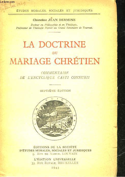 LA DOCTRINE DU MARIAGE CHRETIEN