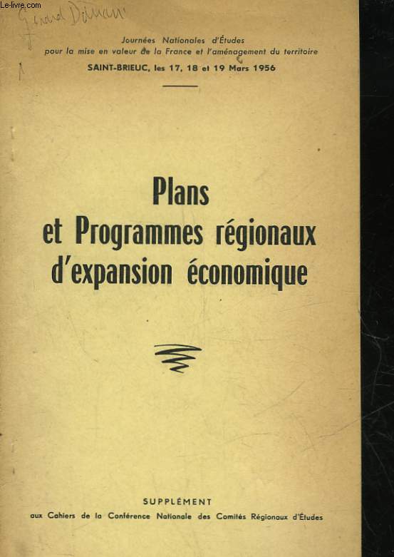 PLANS ET PROGRAMME REGIONAUX D'EXPANSION ECONOMIQUE