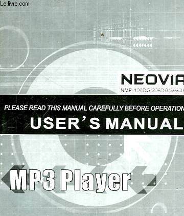 NEOVIA - NMP - 108DG/208DG/308DG - MANUEL D'UTULISATION