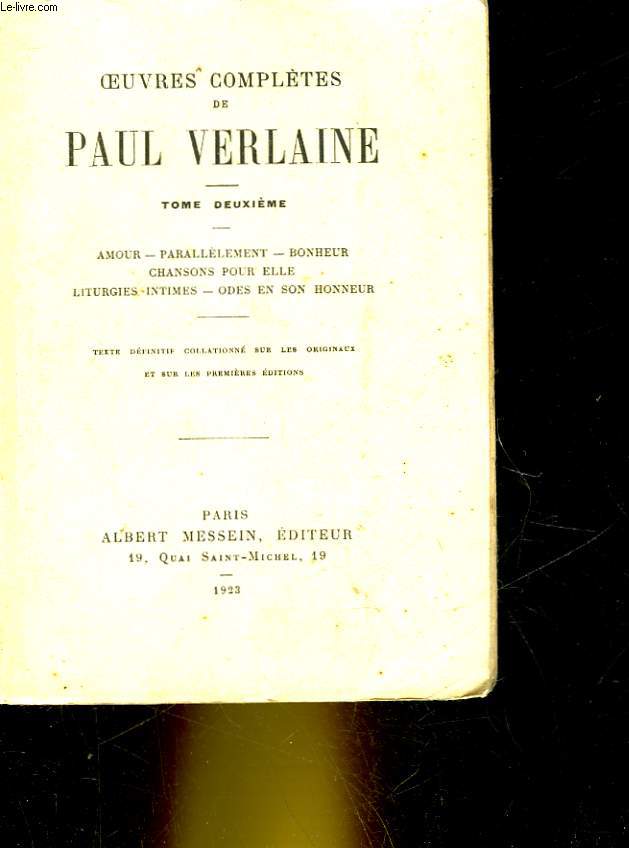 OEUVRES COMPLETES DE PAUL VERLAIN - TOME 2