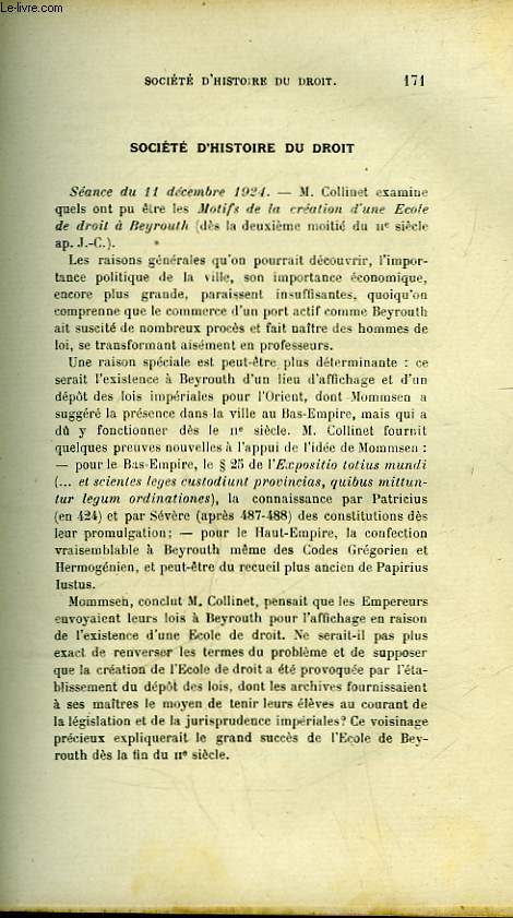 SOCIETE D'HISTOIRE DU DROIT
