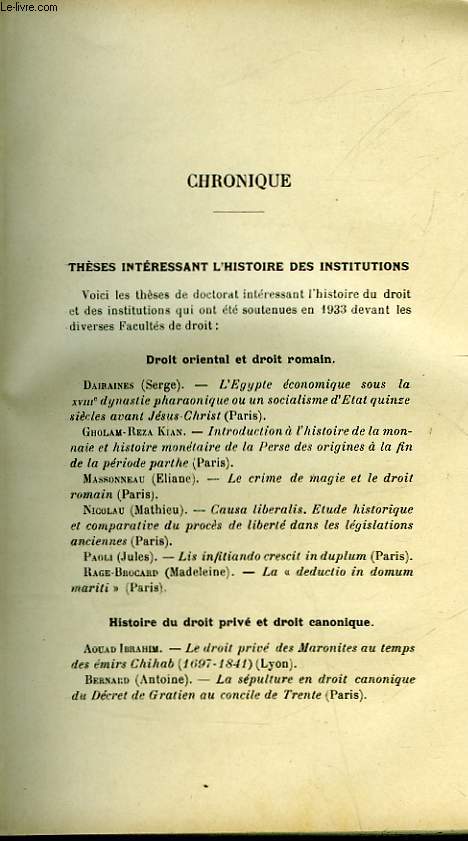 CHRONIQUE