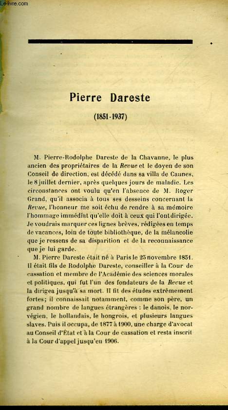 PIERRE DAREST - 1851 - 1937