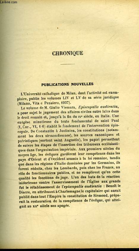 CHRONIQUE - SOCIETE D'HISTOIRE DU DROIT