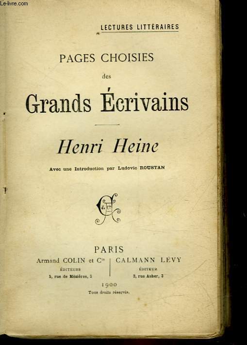 PAGES CHOISIES DES GRANDS ECRIVAINS - HENRI HEINE