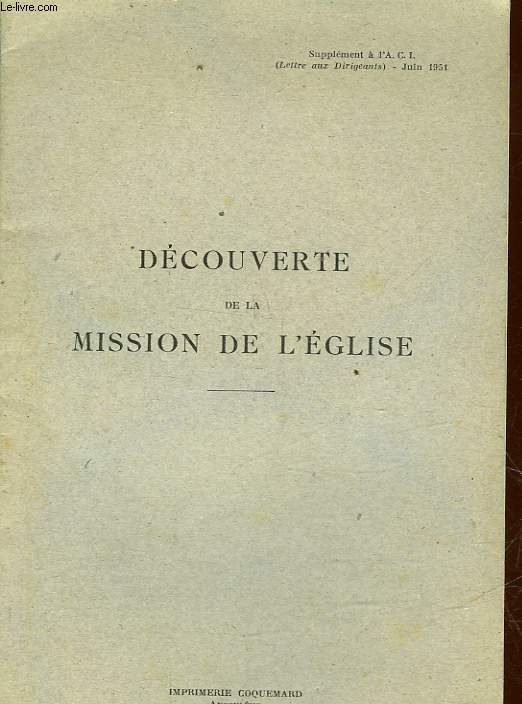 DECOUVERTE DE LA MISSION DE L'EGLISE