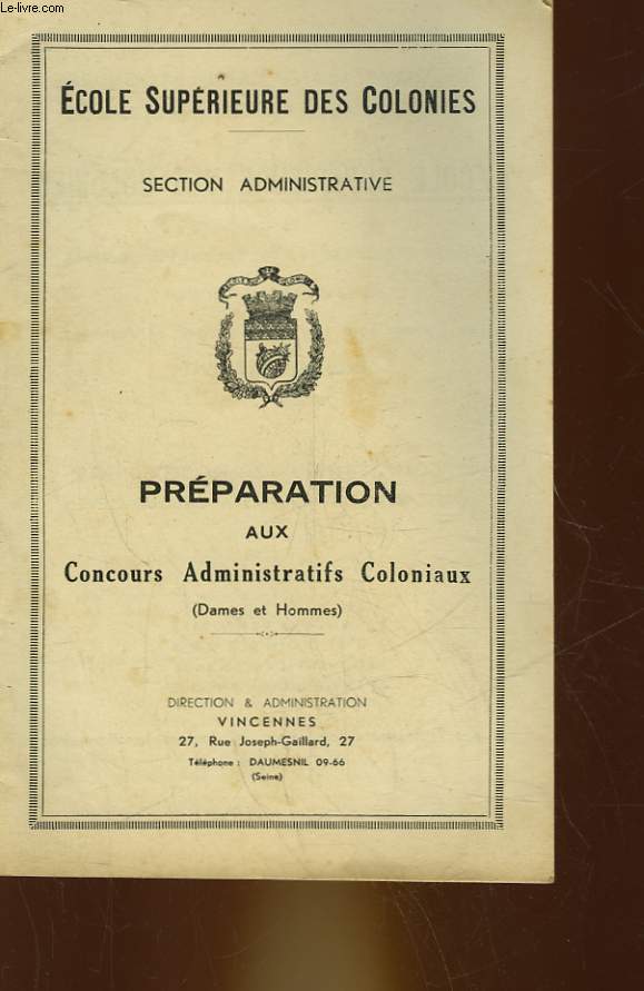 PREPARATION AUX CONCOUS ADMINISTRATIFS COLONIAUX