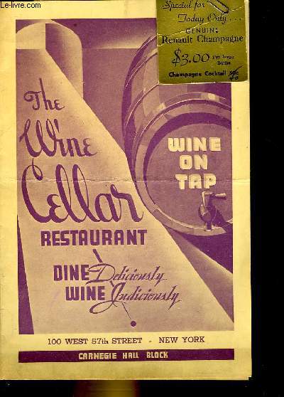 1 CARTES DES VINS DE DU RESTAURANT CELLAR A NEW YORK