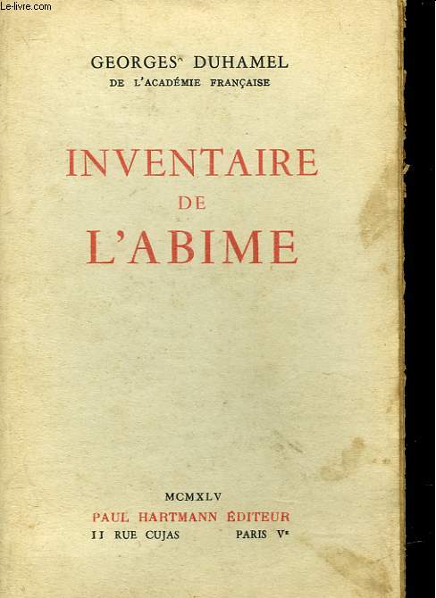 INVENTAIRE DE L'ABIME 1884 - 1901