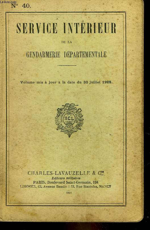 SERVICE INTERIEUR DE LA GENDARMERIE DEPARTEMENTALE - N40