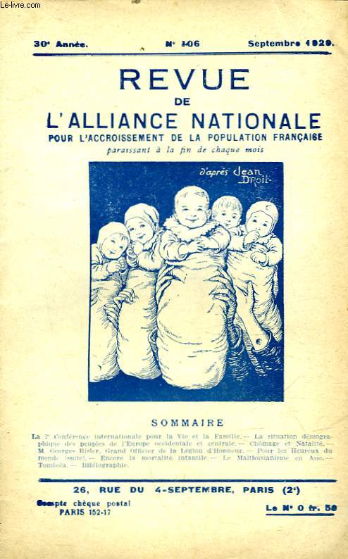 REVUE DE L'ALLIANCE NATIONALE - 30 ANNEE - N206