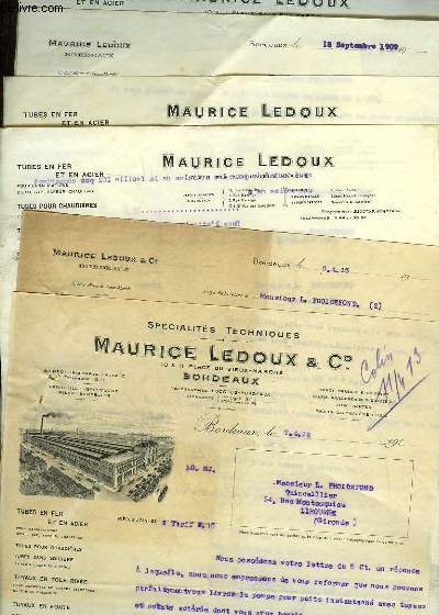 1 LOT DE 6 FACTURES ANCIENNES - MAURICE LEDOUX ET CIE