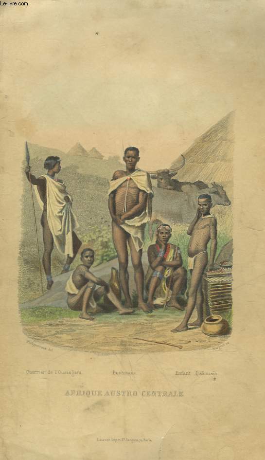 1 GRAVURE 19 EN COULEURS - AFRIQUE AUTRO CENTRALE EN COSTUME