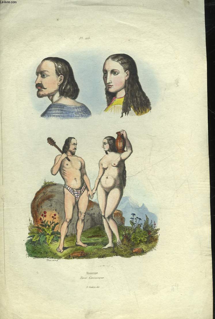 1 GRAVURE 19 EN COULEURS - HOMME - RACE CAUCASIQUE EN COSTUME