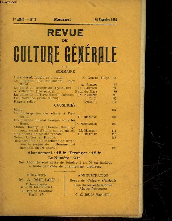 REVUE DE CULTURE GENERALE - 9 ANNEE - N 2