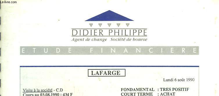 DIDIER PHILIPPE - ETUDE FINANIERE