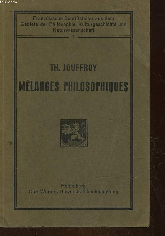 TH. JOUFFROY MELANGES PHILOSOPHIQUES