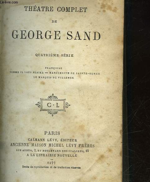 THEATRE COMPLET DE GEORGE SAND