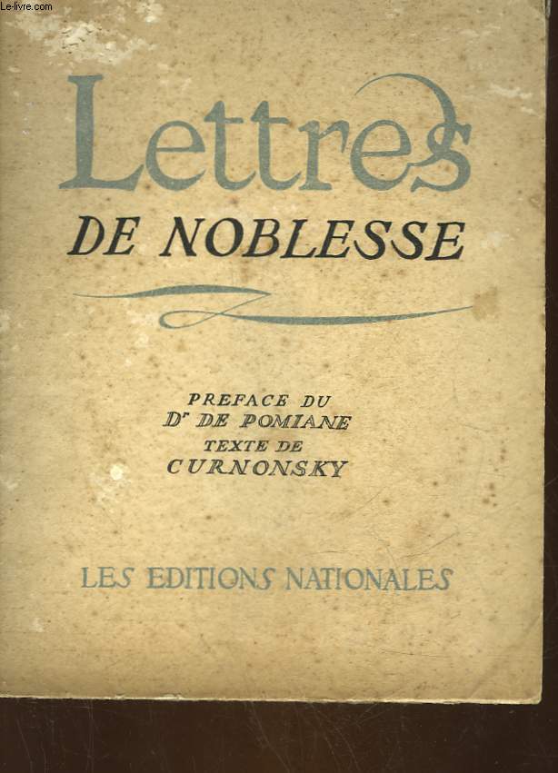 LETTRES DE NOBLESSE