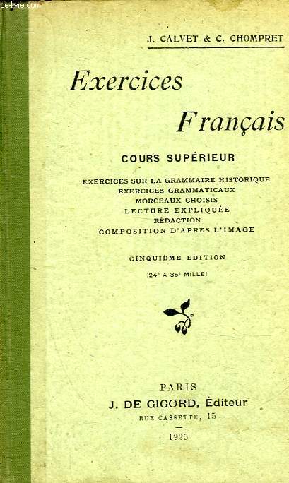 EXERCICES FRANCAIS - COURS SUPERIEUR