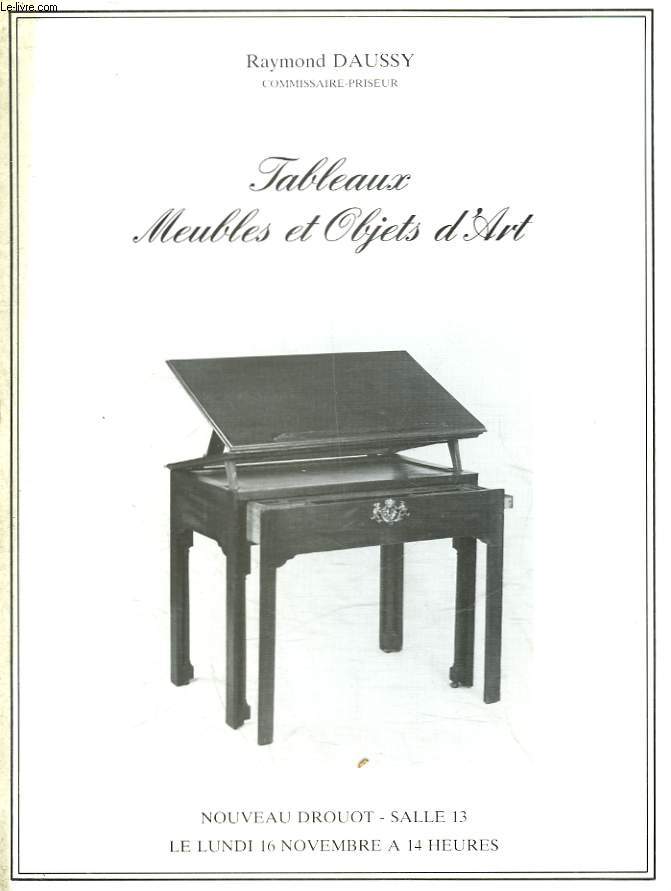 1 CATALOGUE DE VENTE AUX ENCHERES - TABLEAUX ET MEUBLES ET OBJETS D'AT