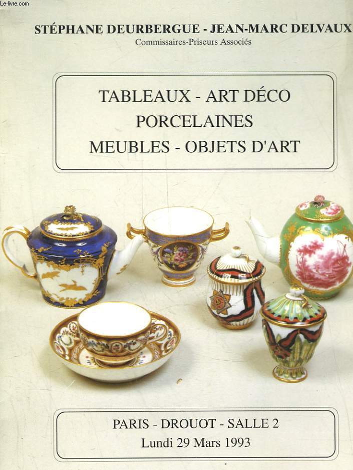 1 CATALOGUE DE VENTE AUX ENCHERES - TABLEAUX ART DECO - PORCELAINES - MEUBLES - OBJETS D'ART