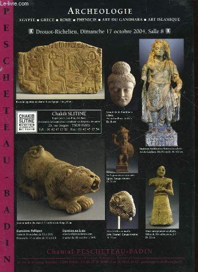 1 CATALOGUE DE VENTE AUX ENCHERES - ARCHEOLOGIE - EGYPTE - GRECE - ROME - PHENICIE - ART DU GANDHARA - ART ISLAMIQUE