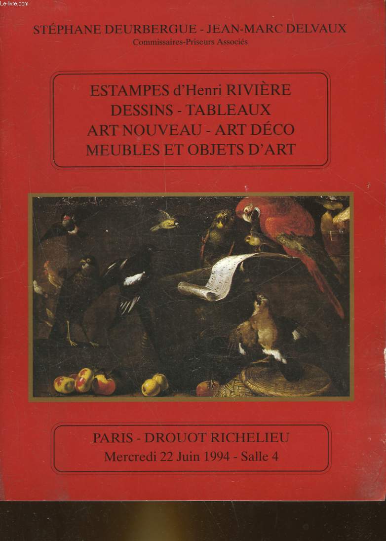 1 CATALOGUE DE VENTE AUX ENCHERES - LITHOGRAPHIES PAR HENR RIVIERE - TABLEAUX 19 ET MODERNES