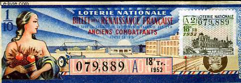 1 BILLET RENAISSANCE FRANCAISE - LOTERIE NATIONALE