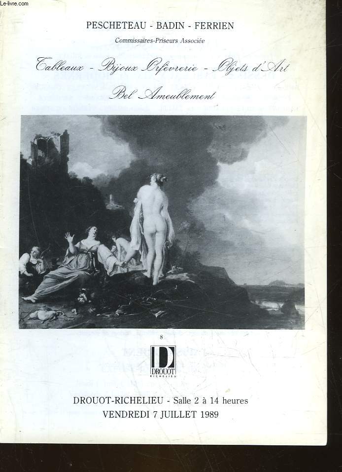 1 CATALOGUE DE VENTE AUX ENCHERES - TABLEAUX - BIJOUX ORFEVRERIE - OBJETS D'ART - BEL AMEUBLEMENT