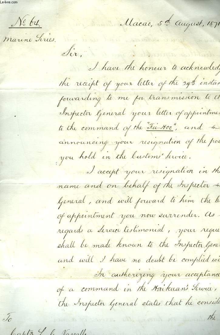 1 LETTRE ANGLAISE ENTRE UN MONSIEUR ET L'INSPECTEUR GENERAL