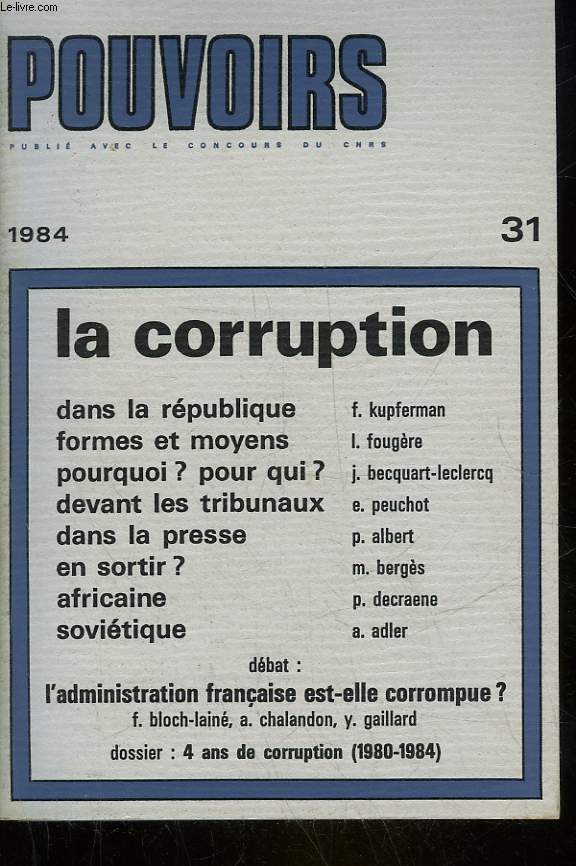 POUVOIRS - 31 - LA CORRUPTION