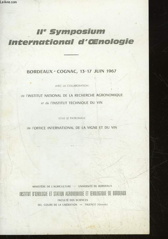 2 SYMPOSIUM INTERNATIONAL D'OENOLOGIE