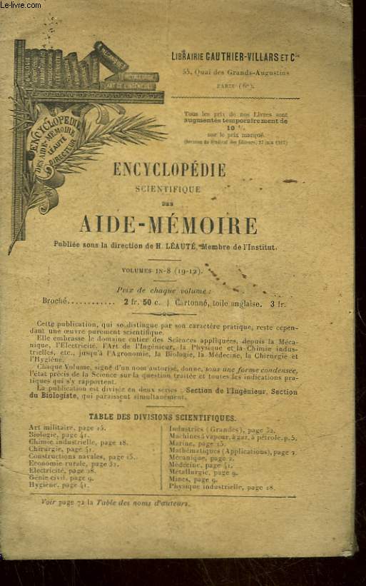 ENCYCLOPEDIE SCIENTIFIQUE DES AIDE-MEMOIRE