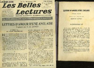 LETTRES D'AMOUR D'UNE ANGLAISE - LES BELLES LECTURES - 5 ANNEES - N165