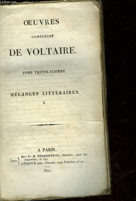 OEUVRES DE VOLTAIRE - TOME36 - MELANGES LITTERAIRES 1