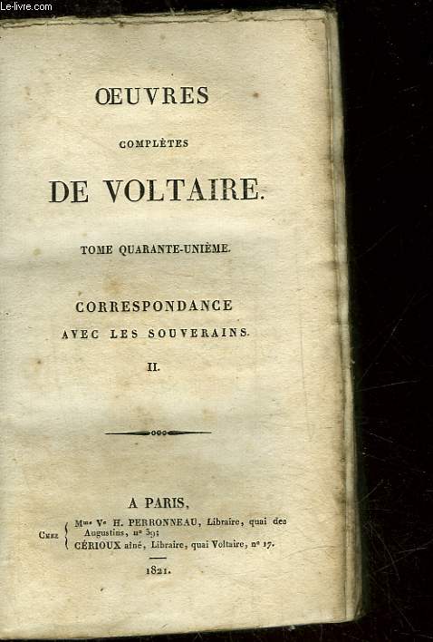 OEUVRES DE VOLTAIRE - TOME 41 - CORRESPONDANCE AVEC LE SOUVENIR - 2