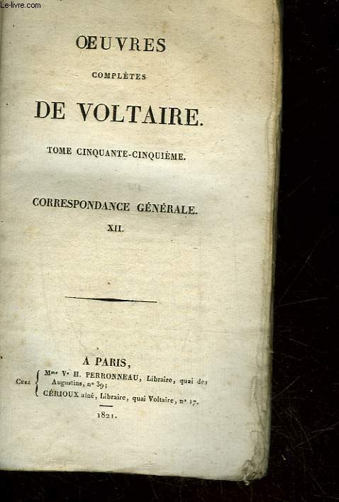 OEUVRES DE VOLTAIRE - TOME 5 - CORRESPONDANCE GENERALE 12