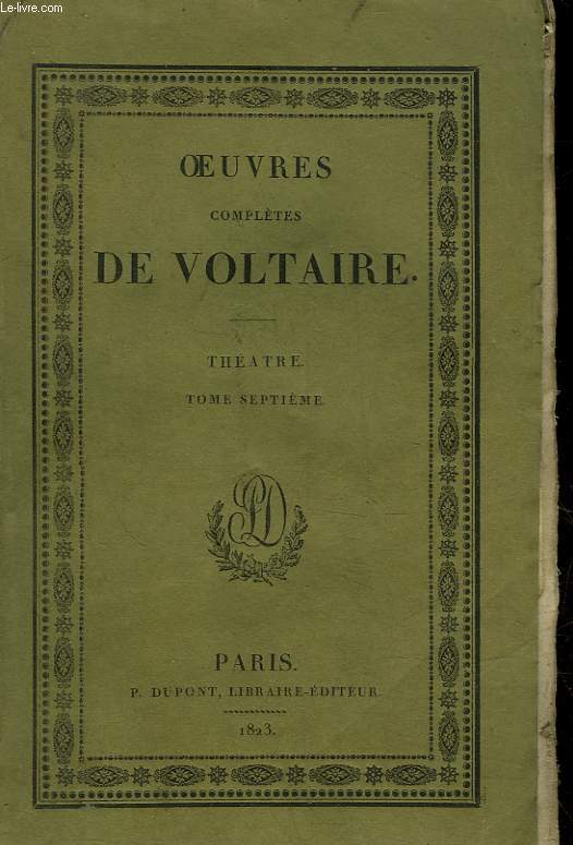OEUVRES COMPLETES DE VOLTAIRE - TOME 8 - THEATRE - TOME 7