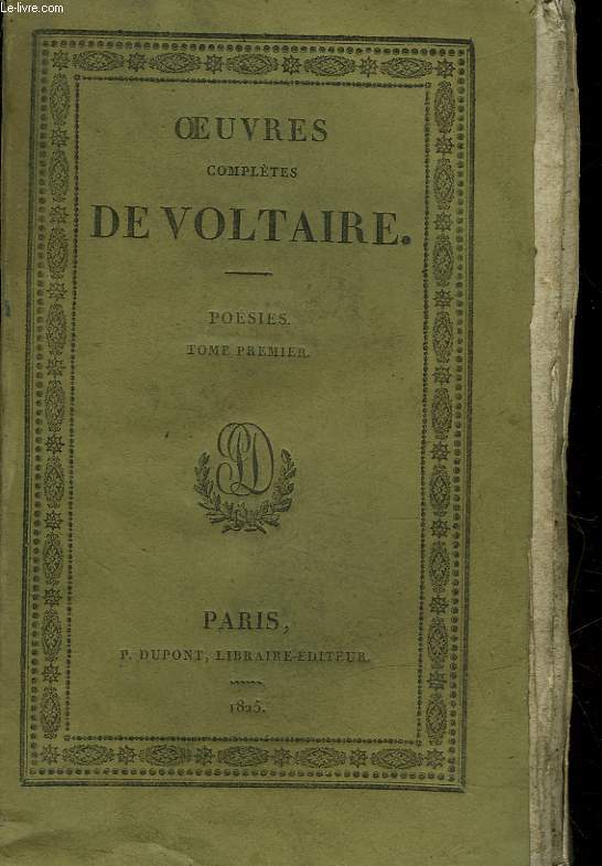 OEUVRES COMPLETES DE VOLTAIRE - TOME 12 - POESIES - TOME 1