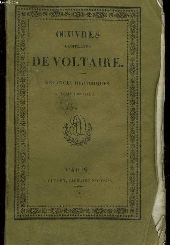 OEUVRES COMPLETES DE VOLTAIRE - TOME 26 - MELANGES HISTORIQUES - TOME 1