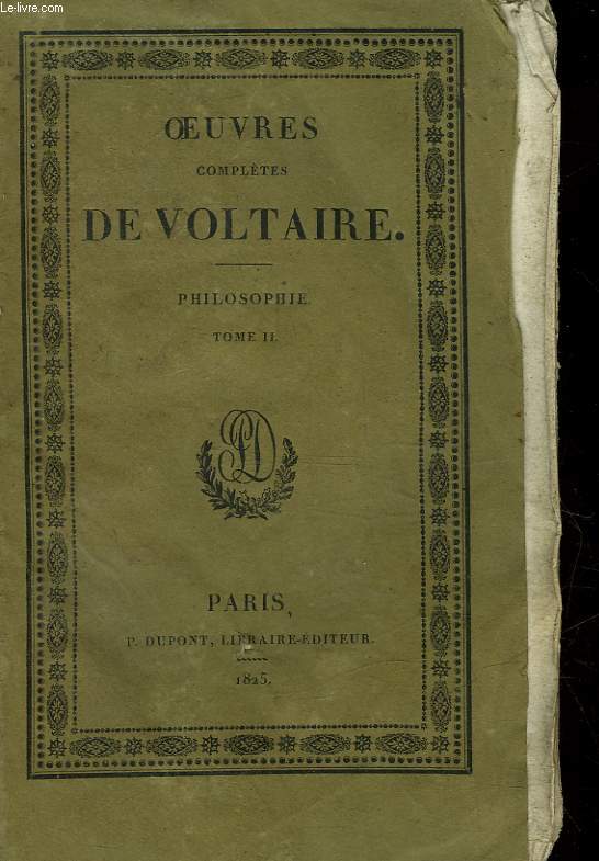 OEUVRES COMPLETES DE VOLTAIRE - TOME 32 - PHILOSOPHIE - TOME 2