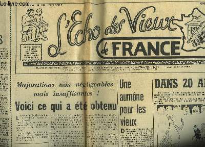 L'ECHO DES VIEUX DE FRANCE- 18ANNEE - N230 - JOURNEES D'ACTIONS REVENDICATIVES - MAJORATIONS NON NEGLIGEABLES MAISINSUFFISANTES - UNE AUMONE POUR LES VIEUX - DANS 20 ANS